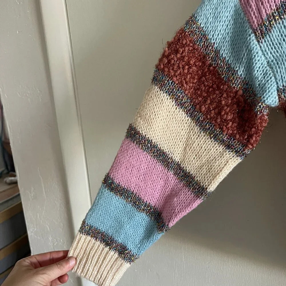 COTTON EMPORIUM ~ Multi-color striped sweater - Picture 3 of 5